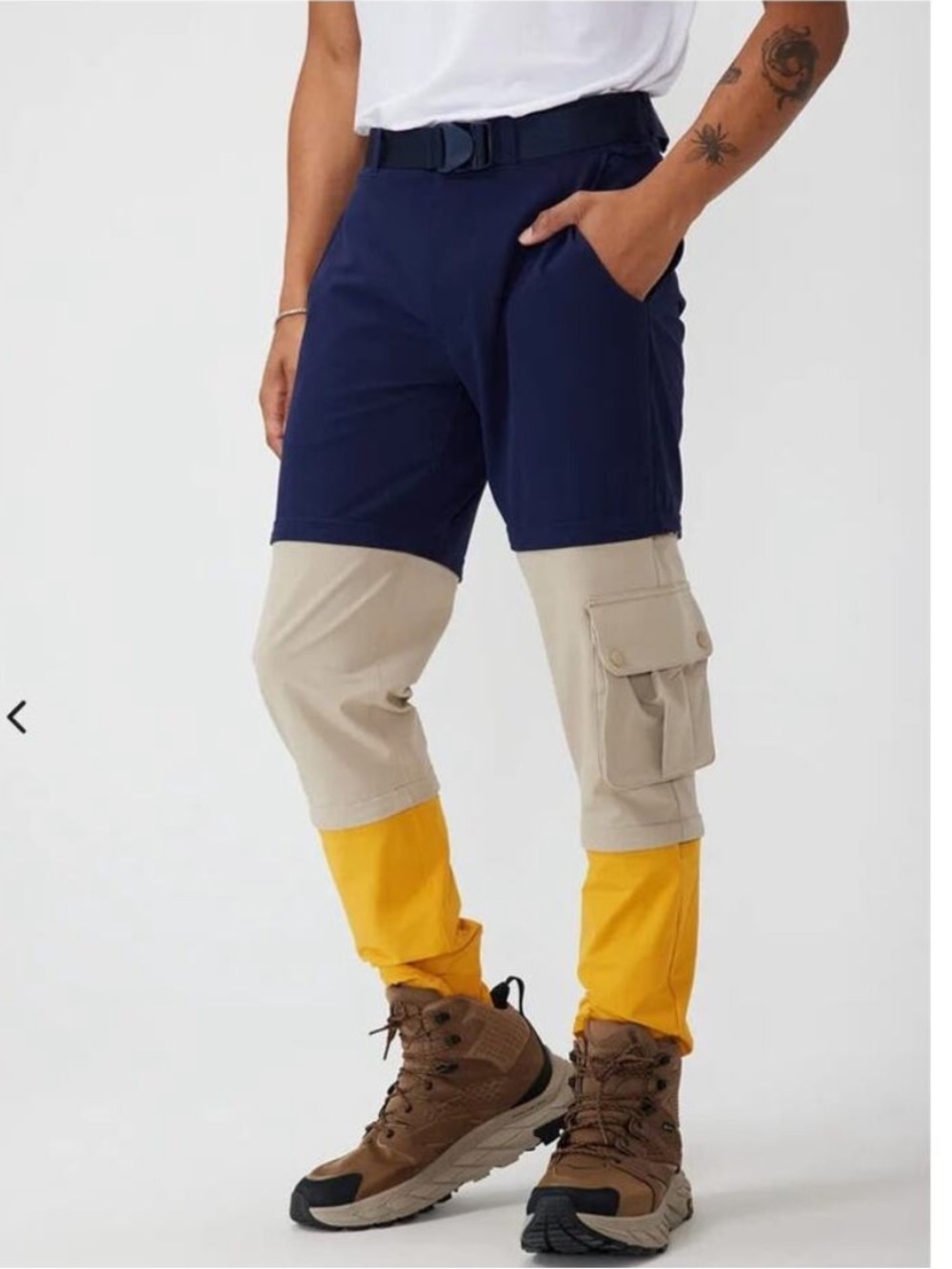 Outdoor Voices RecTrek Zip-Off Pants Navy Tan Yellow Size Medium